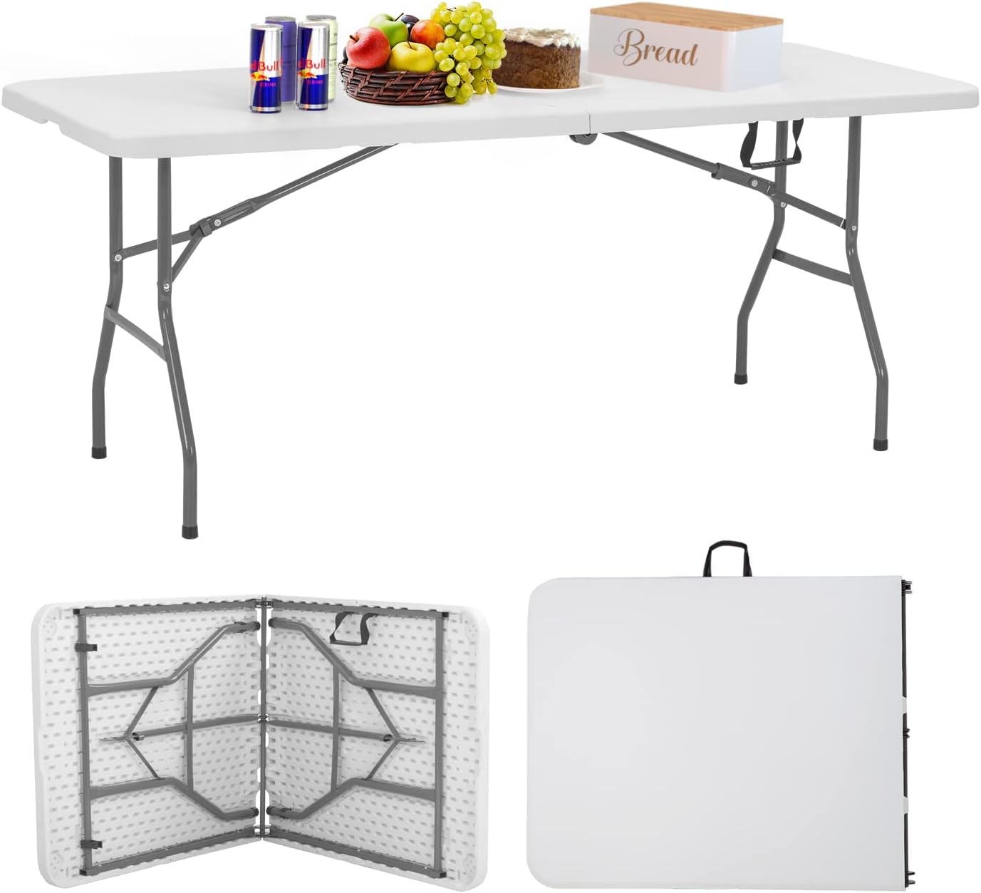 1.8m Heavy-Duty Foldable Table - 6ft Folding Table for Events, Catering, Camping, Home, Office, Parties & Outdoor Use