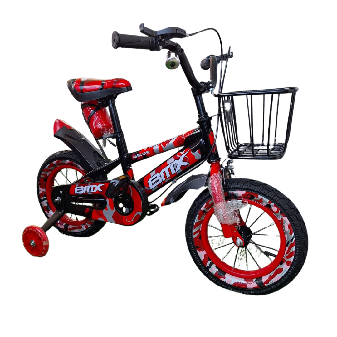 Red Camo BMX Bike for Kids with Training Wheels Children's Bicycle