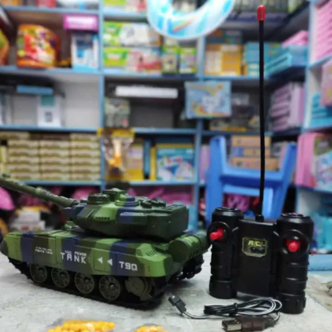 Remote-Controlled War Tray T90 Military Tank Toy for Kids - Rechargeable