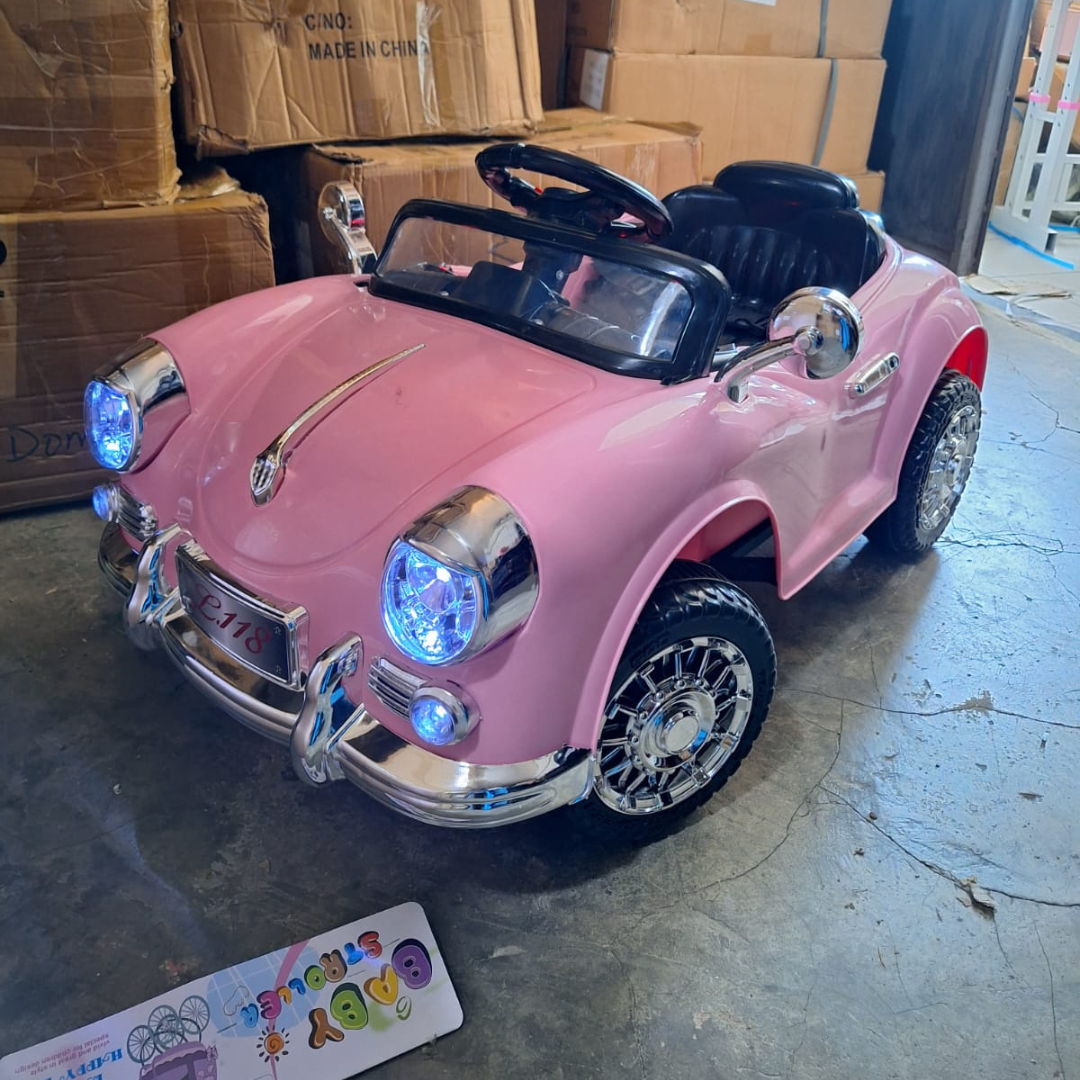 Pink Electric Ride-On Car for Kids with LED Lights - 2 to 6 Years Old