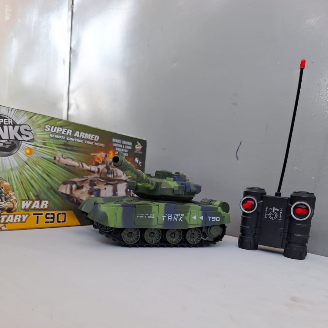 Remote-Controlled War Tray T90 Military Tank Toy for Kids - Rechargeable
