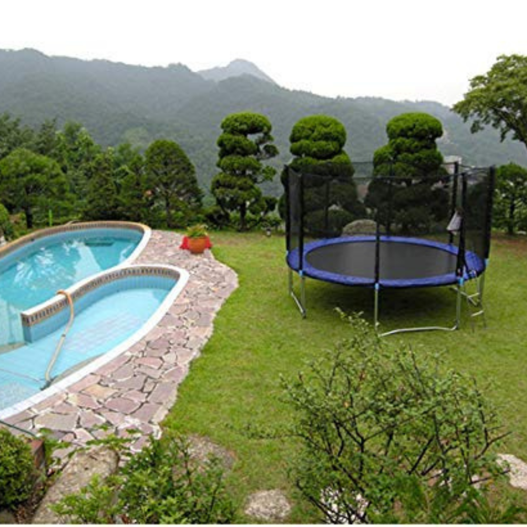 10ft Outdoor Trampoline for Kids with Safety Closing Net, Ladder + Padded Edge - Family Fun