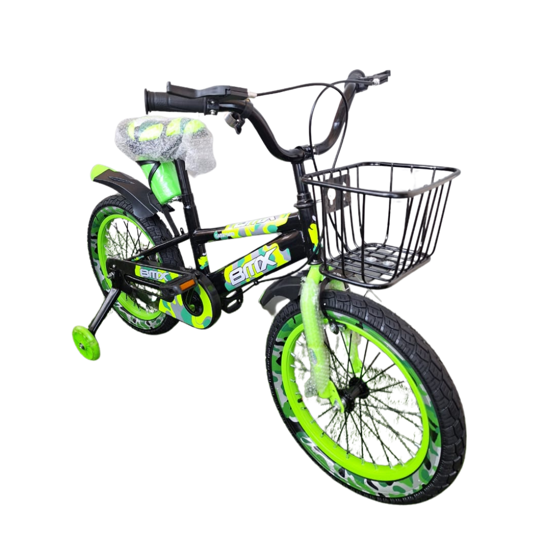 Bikes for Kids, Green BMX Bike for Kids with Training Wheels Children's Bicycle
