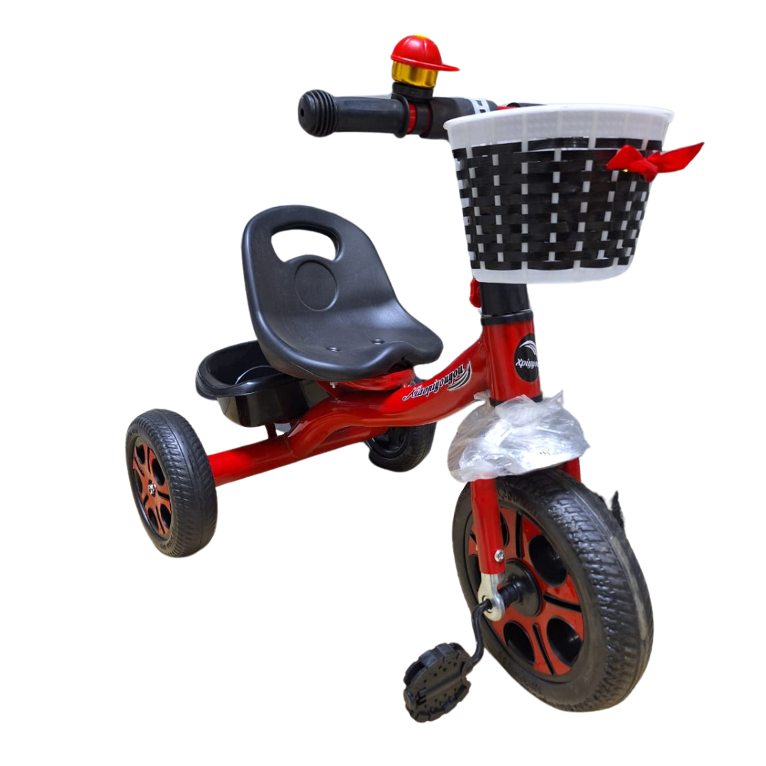 Red Tricycle with Basket and Bell for Kids - Toddler Bike
