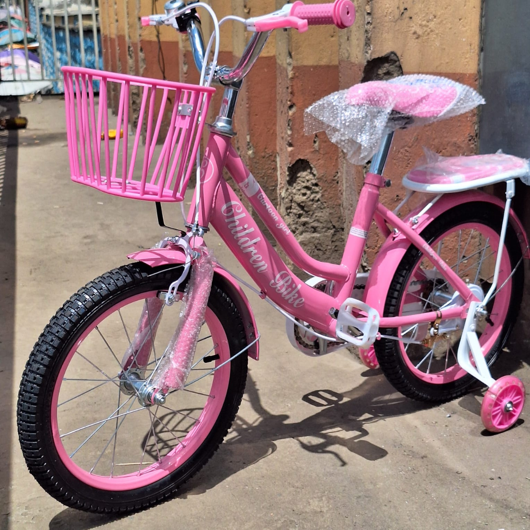 Bikes for Kids, Pink Princess Children's Bike with Training Wheels and Basket - Girls' Bicycle