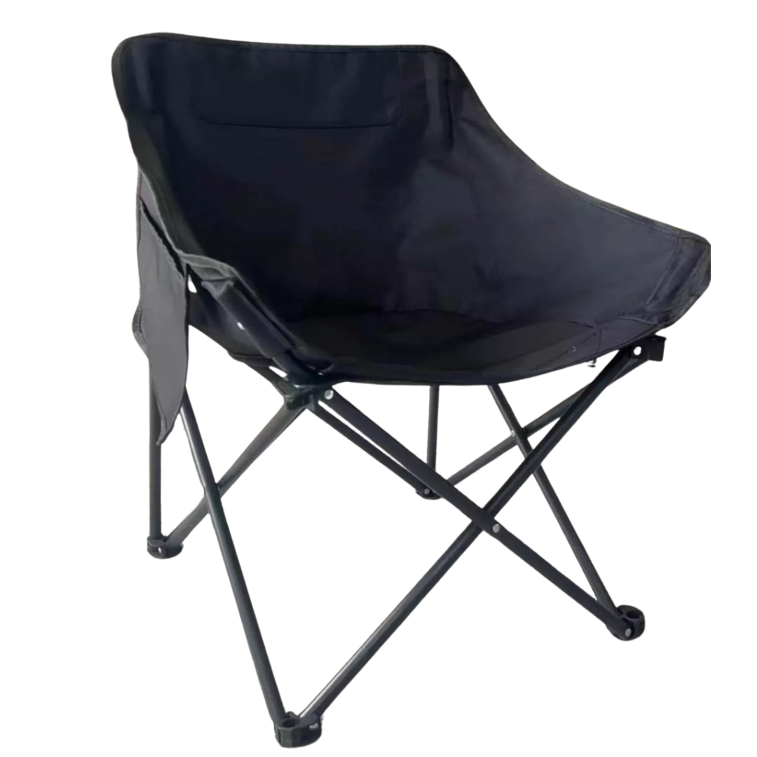 Black Camping Chair Foldable and Portable with Side Pocket Portable for Outdoor Events