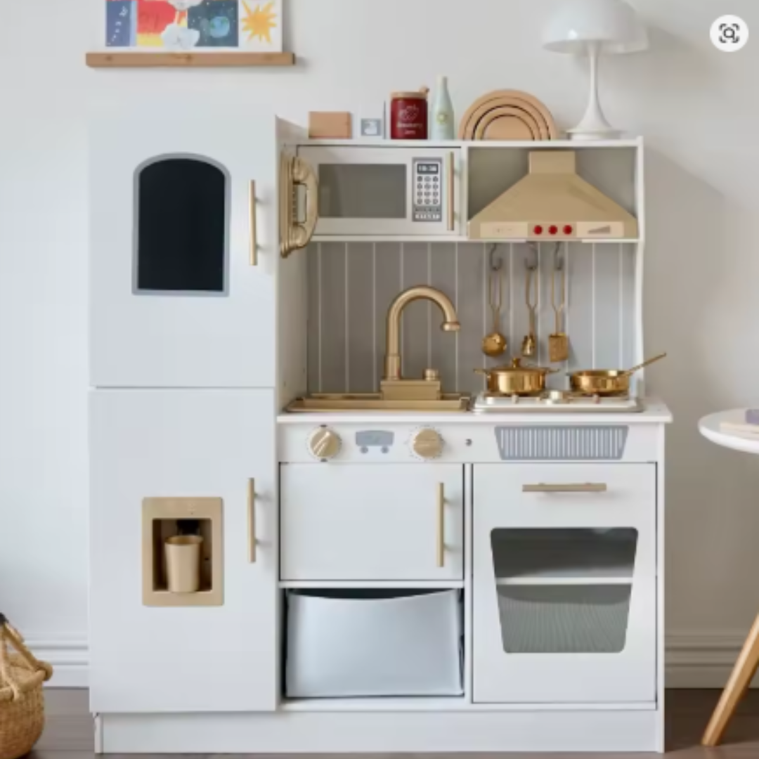 Wooden Kitchen Set for Kids (3-8 yrs), Luxury Pretend Play Kitchen Set , Wooden Kitchen with Lights, Water & Sounds for Children, Pretend Wooden Cooking Set for Kids, Gifts for Girls, Luxury Kitchen Sets, Premium Kitchen Sets for Kids, Pretend Kitchen and Utensils, Toy Kitchen