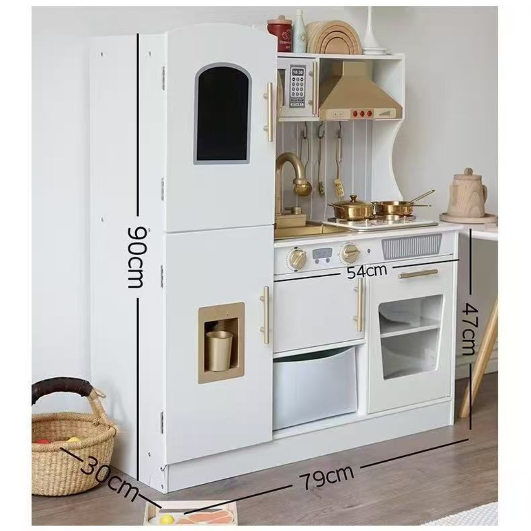 Wooden Kitchen Set for Kids (3-8 yrs), Luxury Pretend Play Kitchen Set , Wooden Kitchen with Lights, Water & Sounds for Children, Pretend Wooden Cooking Set for Kids, Gifts for Girls, Luxury Kitchen Sets, Premium Kitchen Sets for Kids, Pretend Kitchen and Utensils, Toy Kitchen
