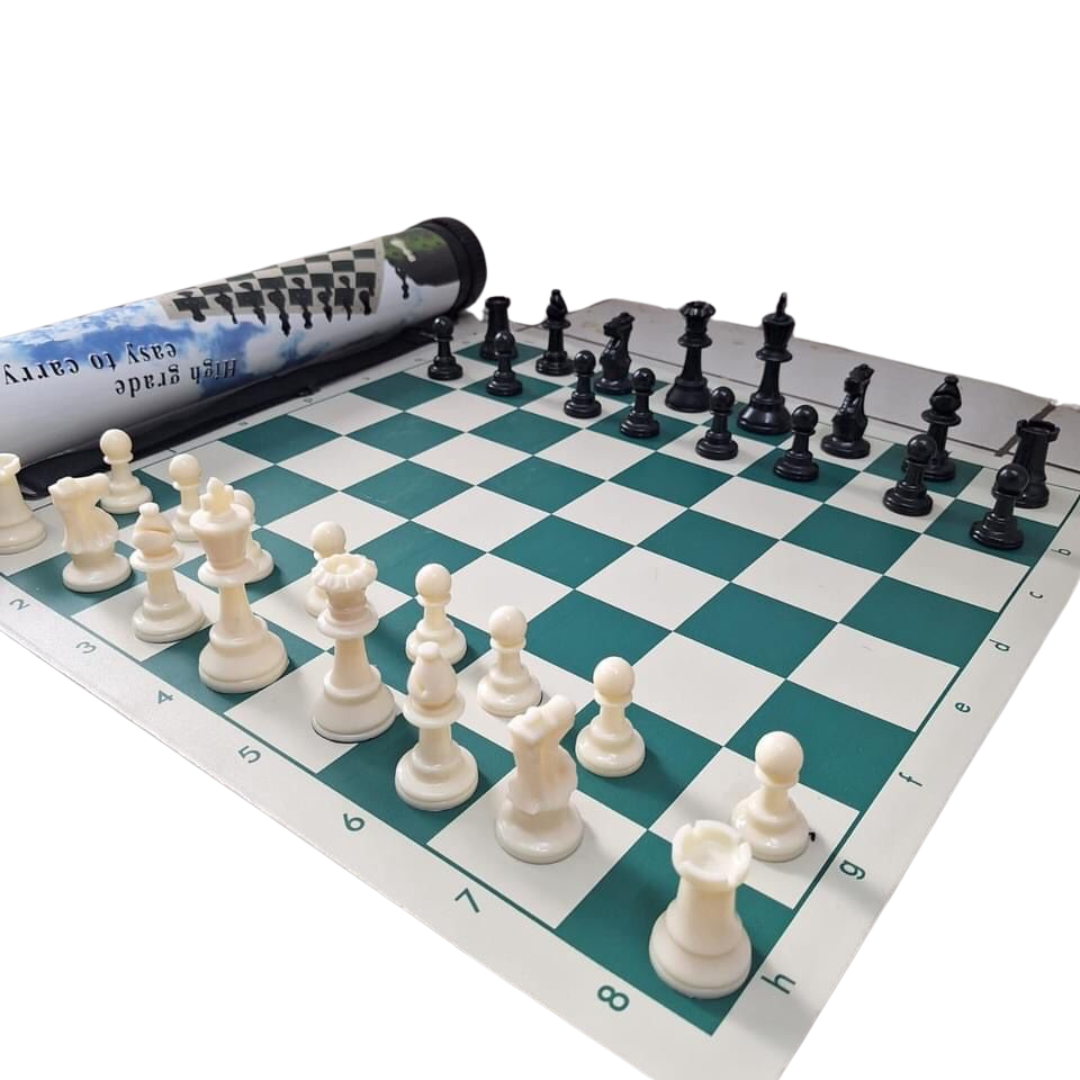 Portable Chess Set with Roll-Up Board for Kids and Adults