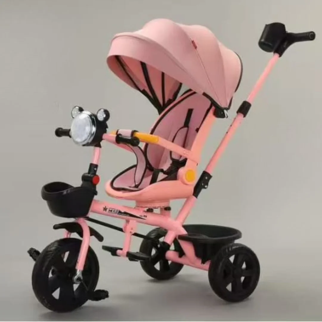 Green Luxury Tricycles with Canopy & Push Handle – 3-in-1 Kids Tricycles for 1–4 Years (Safety Belt, Storage Basket, Adjustable Canopy) – Best Baby Tricycle Kenya
