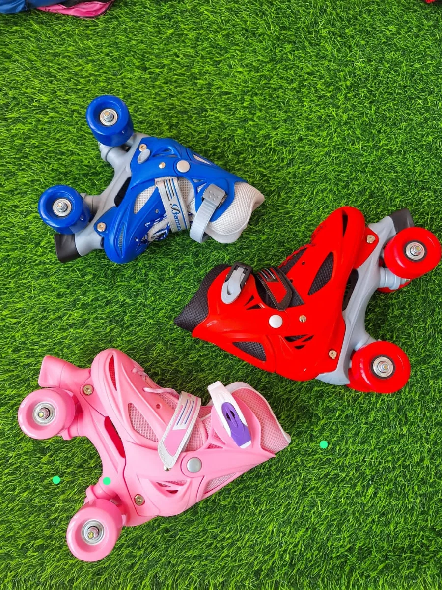 Pink Quad Skates - Adjustable 4 Wheel Roller Skates for Kids (Sizes 26-38), Skates for Girls, Toddler Skating Shoes