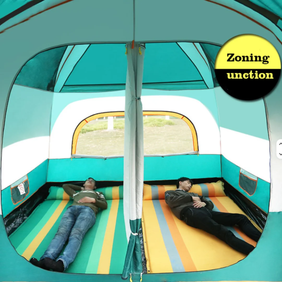 Large Automatic Camping Tent for 8 - 12 People, Family Tent with Two Bedrooms and One Hall Tent, Spacious Outdoor Camping Tent