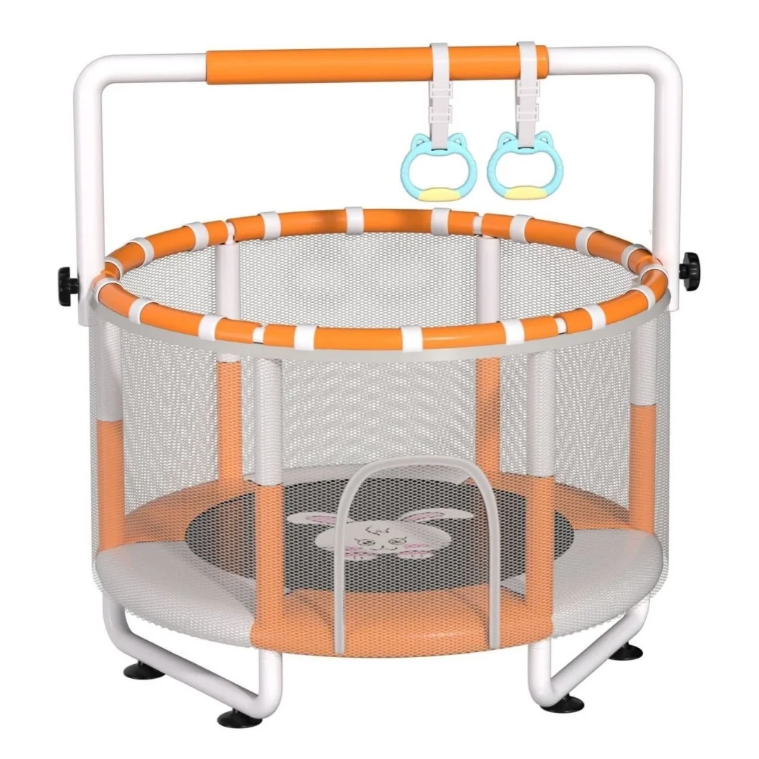 5ft Trampoline for Kids with Safety Net + Adjustable Gymnastics Bar, Kids Indoor and Outdoor Trampoline, Mini Trampoline, Small Trampoline, Indoor Trampoline for Kids, Toddler Play Gym for Boys & Girls, Birthday Gift 