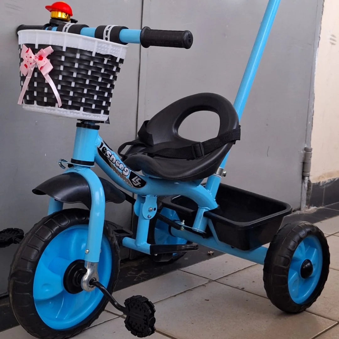 Blue Tricycle with Push Handle