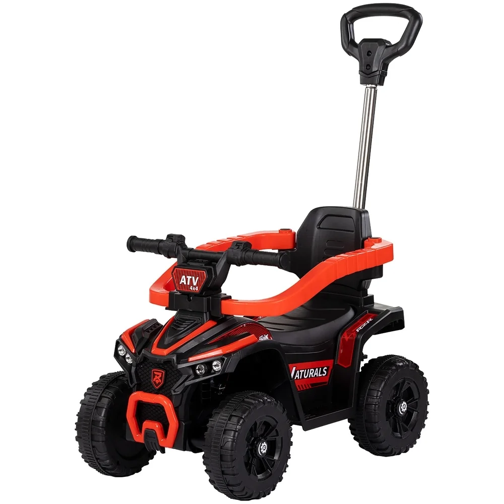Ride-On Baby Push Car, 4 Wheel Baby Walker Toy (Age 1-4yrs), Stroller, 3-in-1 Ride-On Push Car, Ride Car ATV for Toddlers with Removable Push Handle - Ride-On Cars for Kids