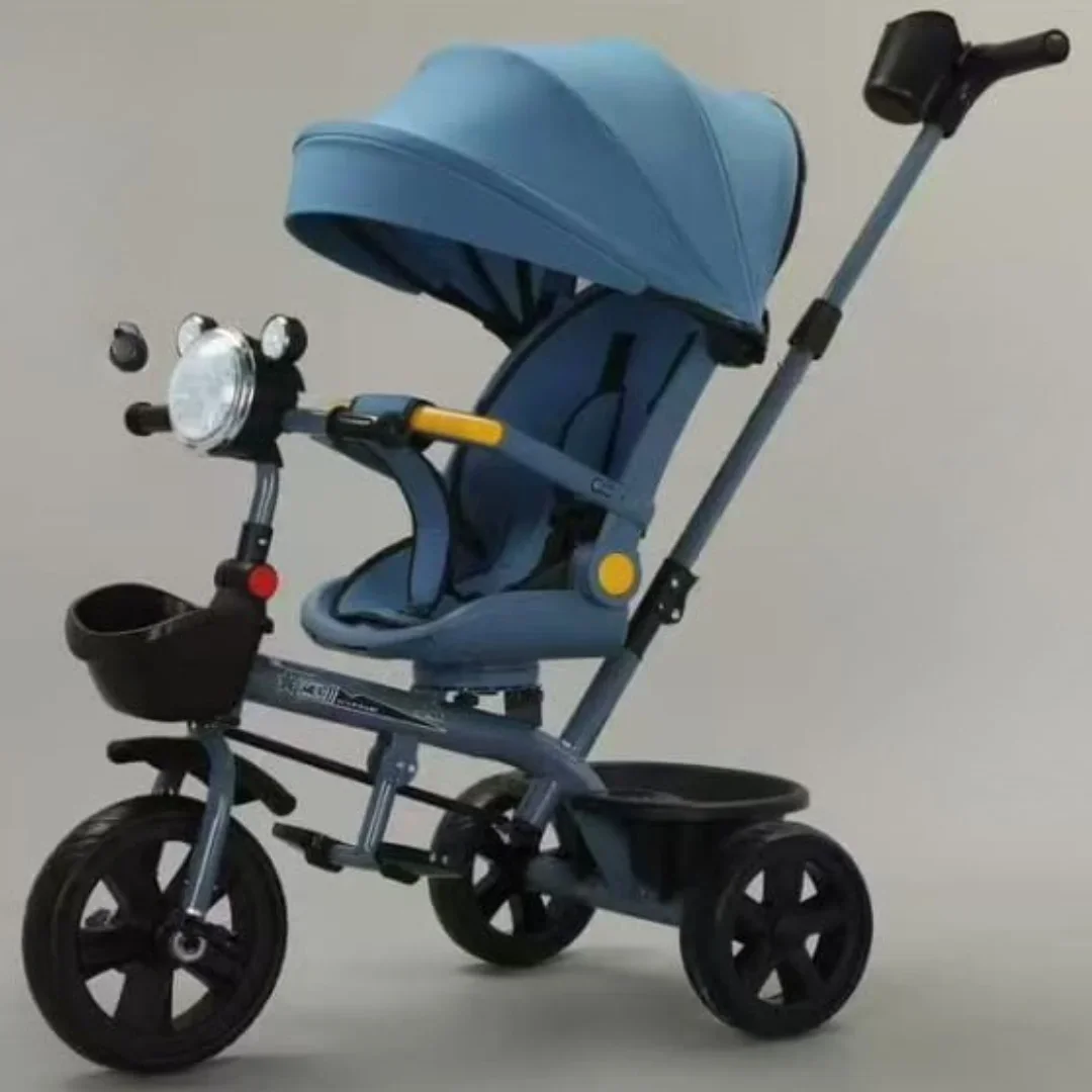Blue Luxury Tricycle with Canopy & Push Handle – Reversible Seat 3-in-1 Ride On Bike for Toddlers 1-4 Years – Best in Kenya