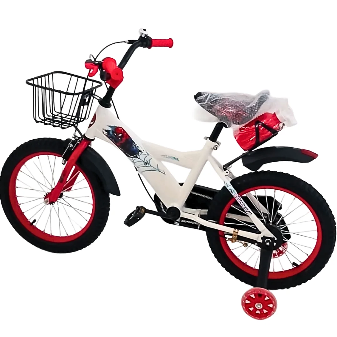 Spiderman Kids Bike (Size 16) Red Children's Bicycle with Training Wheels & Basket