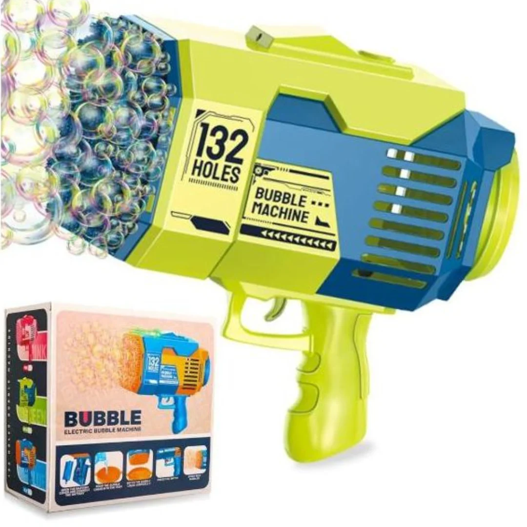 Bubble Gun Machine (132 Holes) for Kids, Rechargeable Bubbles Machine for Kids, Bubble Gun for Parties, Bubble Blower Machine 