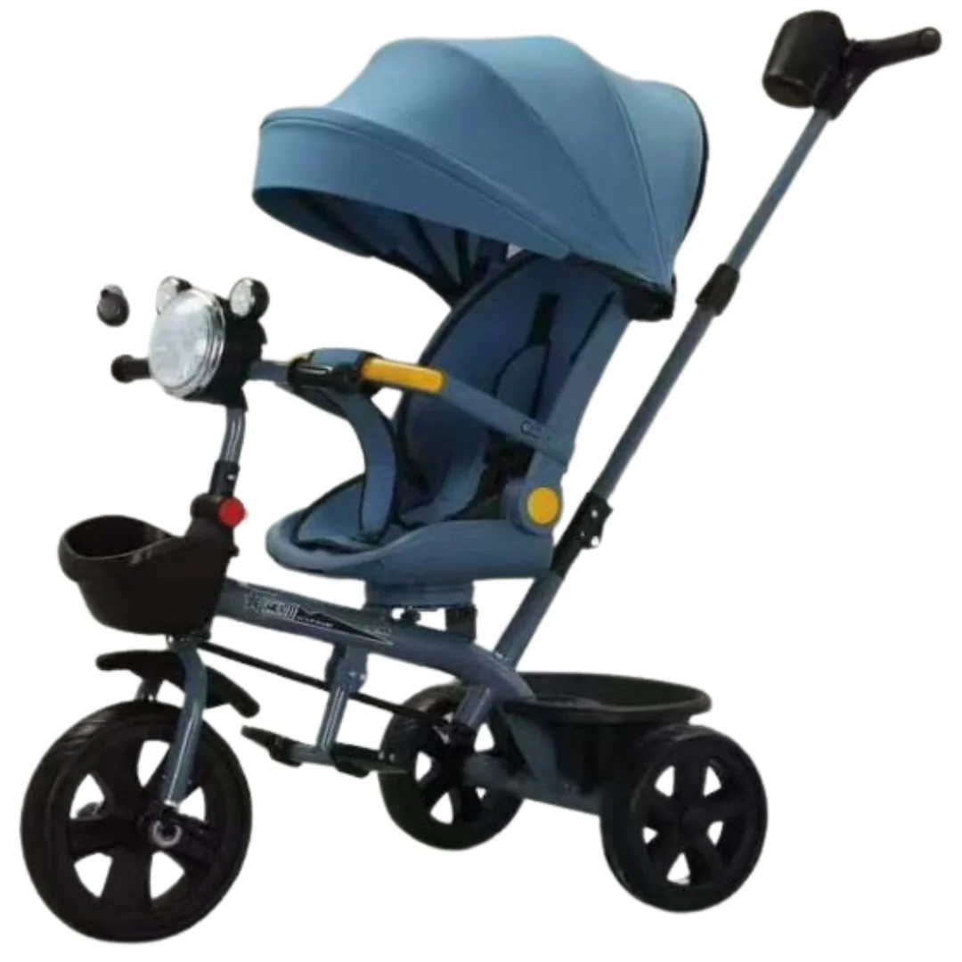 Green Luxury Tricycles with Canopy & Push Handle – 3-in-1 Kids Tricycles for 1–4 Years (Safety Belt, Storage Basket, Adjustable Canopy) – Best Baby Tricycle Kenya