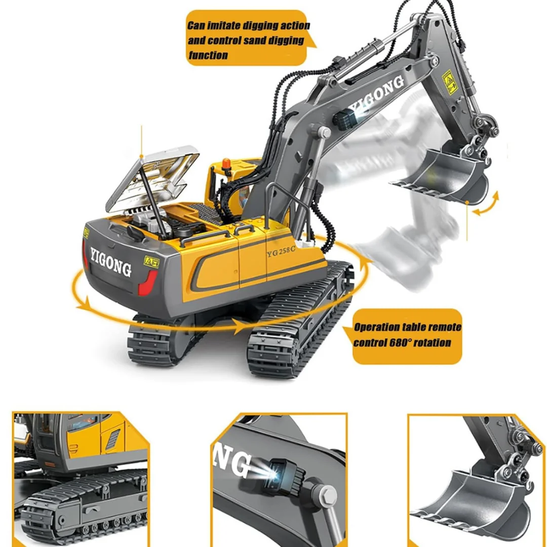 RC Excavator Toy for Kids, Remote-Controlled Excavator for KIds, Digging Toy, RC Toys, Remote Controlled Car