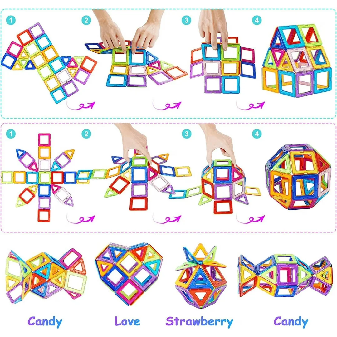 84 PCS Magnetic Tiles Building Set for Kids – 84 Pieces Magnetic Tiles for Children - Building Tiles (Ages 3+)