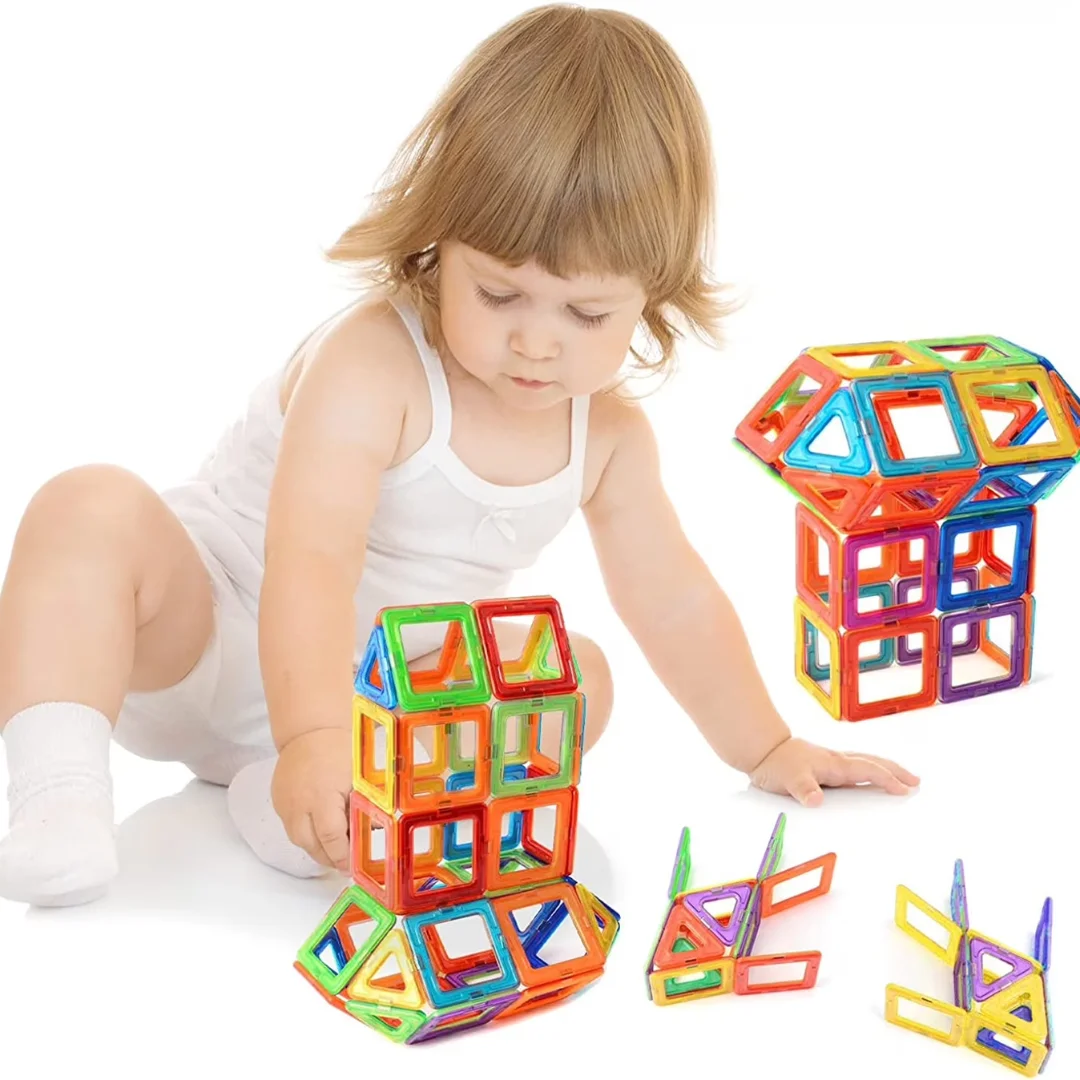 84 PCS Magnetic Tiles Building Set for Kids – 84 Pieces Magnetic Tiles for Children - Building Tiles (Ages 3+)
