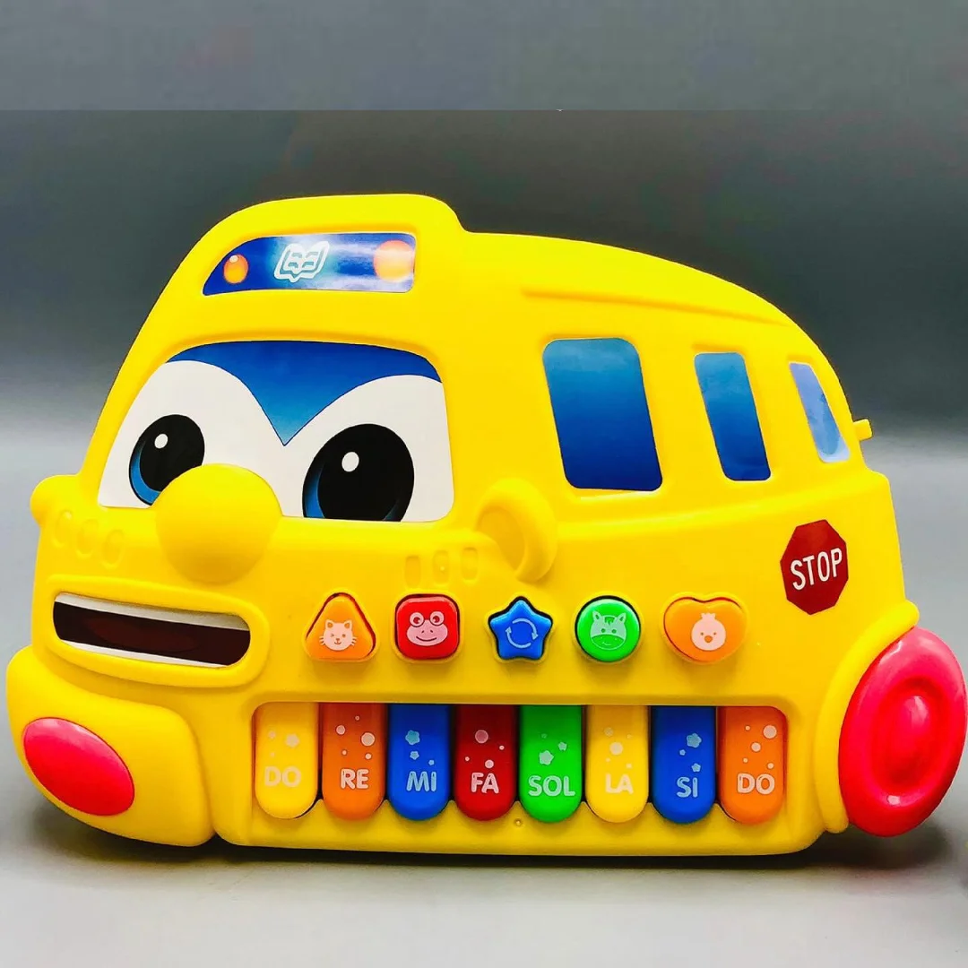Musical Baby Piano Toy with Lights & Sounds, Learning Keyboard - Bus Piano for Kids, Toys for Kids with 4 Modes Animal Sounds & Lights Educational Learning Toy - Toys for Babies, Toys for Kids, Baby Piano, Early Education Leaning Toy 