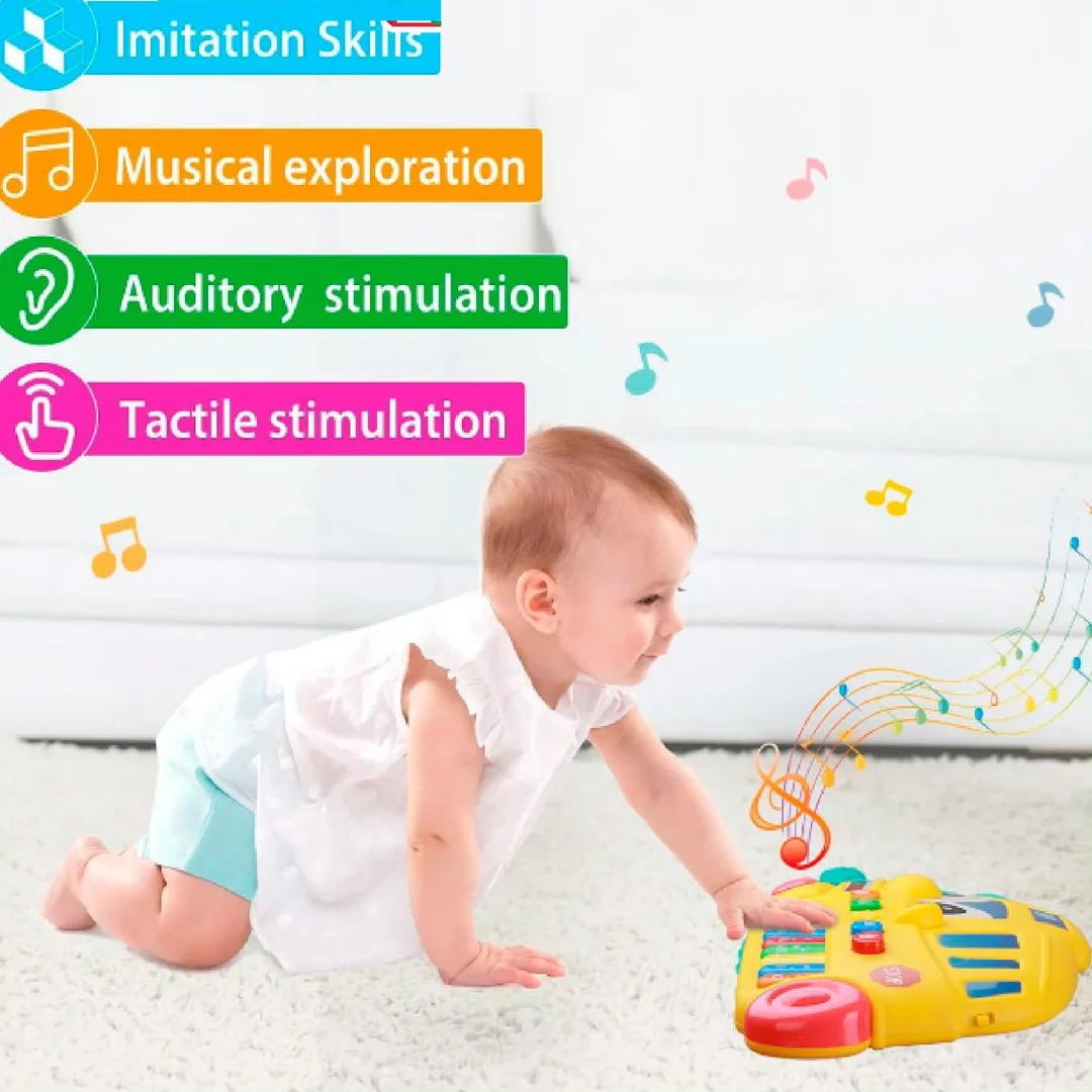 Musical Baby Piano Toy with Lights & Sounds, Learning Keyboard - Bus Piano for Kids, Toys for Kids with 4 Modes Animal Sounds & Lights Educational Learning Toy - Toys for Babies, Toys for Kids, Baby Piano, Early Education Leaning Toy 