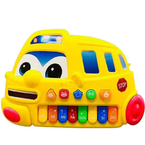 Musical Baby Piano Toy with Lights & Sounds, Learning Keyboard - Bus Piano for Kids, Toys for Kids with 4 Modes Animal Sounds & Lights Educational Learning Toy - Toys for Babies, Toys for Kids, Baby Piano, Early Education Leaning Toy