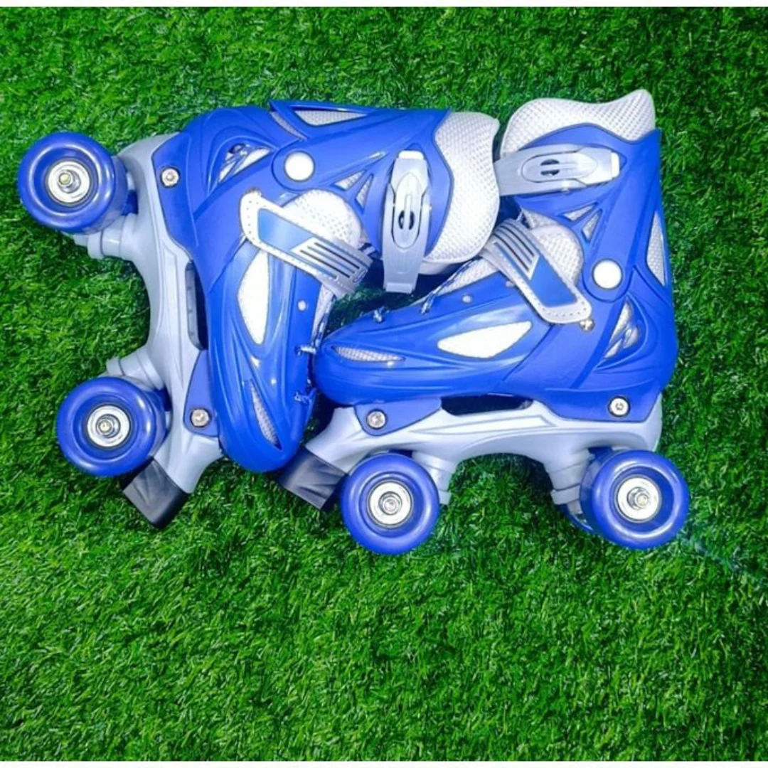 Blue Quad Skates - Adjustable 4 Wheel Roller Skates for Boys (Sizes 26-38)