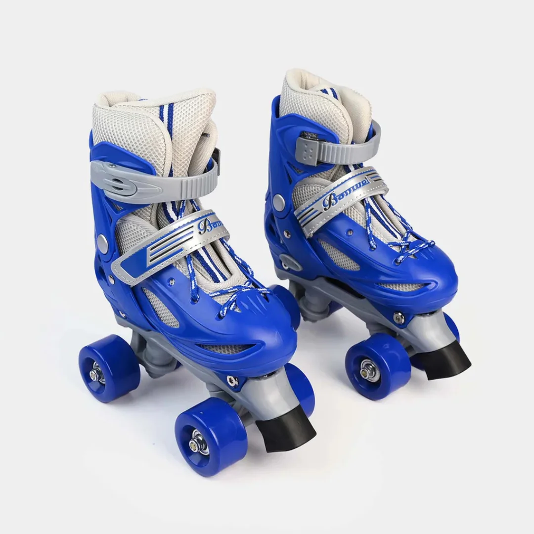 Blue Quad Skates - Adjustable 4 Wheel Roller Skates for Boys (Sizes 26-38)