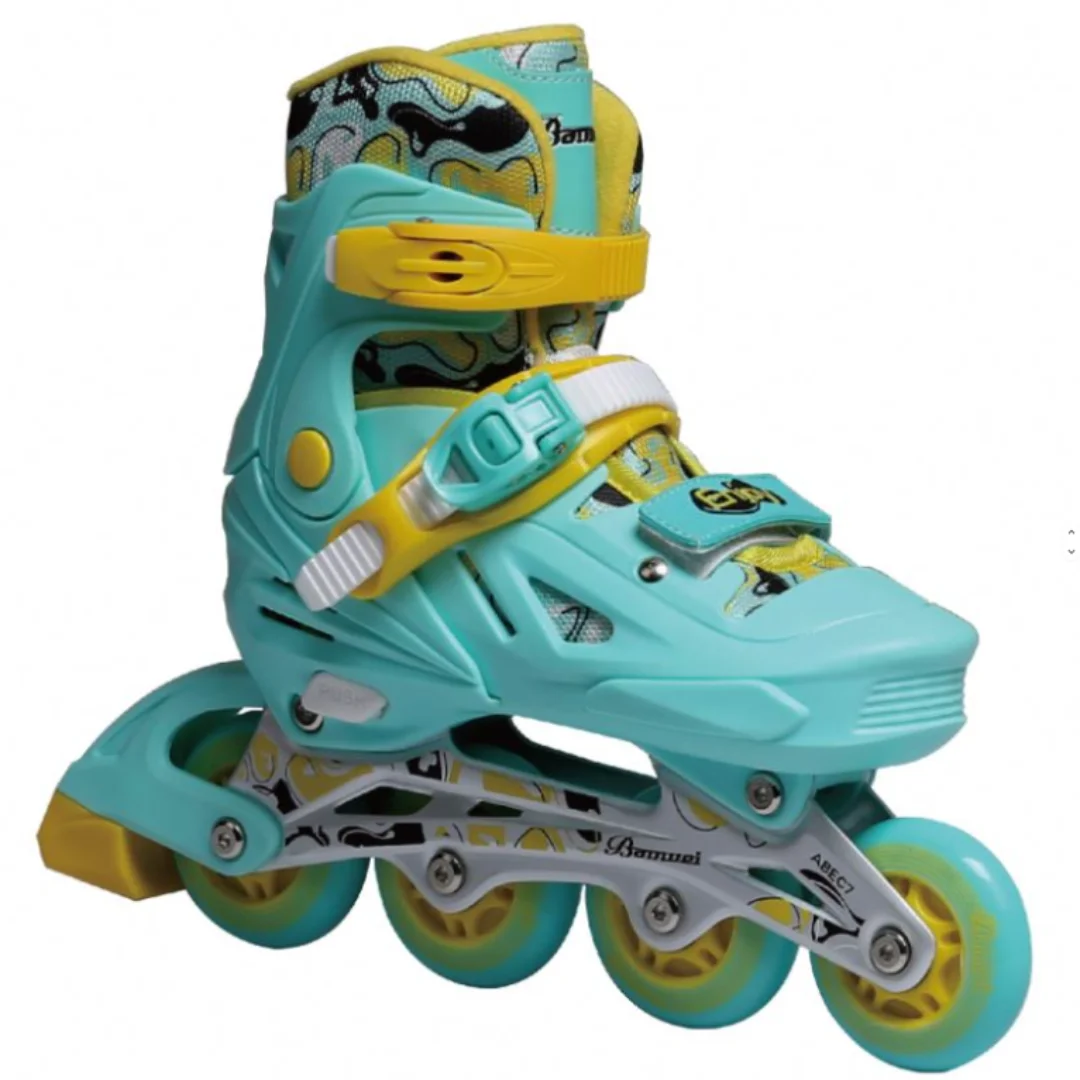 Adjustable LED Light Up Inline Skates with Helmet, Knee Pads & Elbow Pads - Premium Kids Roller Skates